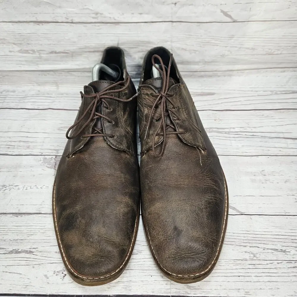 Ben Sherman Mens Size 12 Brown Leather Cap Toe Derby Dress Shoes